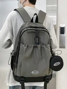 Sac à dos étanche pour étudiant grande capacité gris cartable de voyage pour l'école