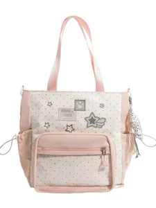 Japanischer Stil süße Pünktchen Umhängetasche, rosa-weiße Segeltuchtasche für den täglichen.