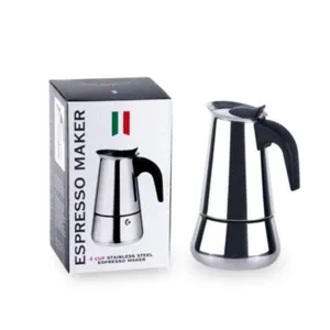 Edelstahl Espresso Kocher 4 Tassen Moka Kaffeebereiter für perfekten Kaffeegenuss.