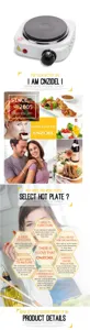 Household portable electric hot plate mini stove multi-function adjustable temperature cooking tool