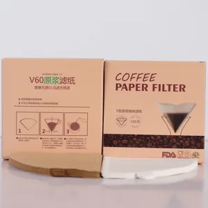 Filtre a cafe en papier V60 100pcs pulpe de bois naturelle pour filtration manuelle.