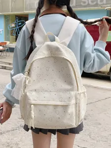 Beau sac à dos japonais Harajuku imprimé cœur grande capacité pour les étudiantes