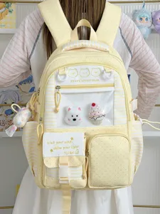 Zaino ita trasparente a righe carino stile giapponese grande capacità borsa da studente giallo.
