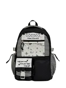 Stile giapponese a righe bianche e nere trasparente zaino scolastico orso carino