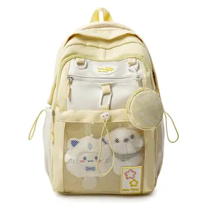 Sac à dos d'étudiant color block frais et mignon grande capacité léger pour un usage quotidien