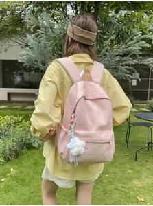 Rosa Stern Muster grosse Kapazitaet leichte Schulrucksack fuer Schueler und taeglichen Gebrauch.
