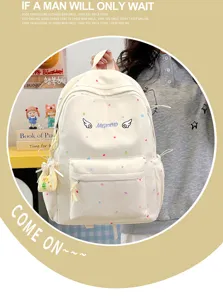 Japanischer süßer Rucksack mit Punkten für Schülerinnen, lässiger Campus-Stil Schultasche.