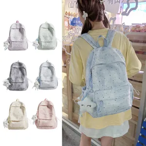 Süßer Rucksack mit Sternenmuster für Schüler, modischer und großer Freizeit-Tagesrucksack.
