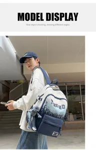Gradient letter large capacity backpack student school bag for teen boys and girls daily use