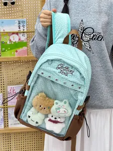 Zaino ita trasparente a pois carino con grande capacità per studenti e uso quotidiano casual.