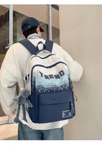 Gradient letter student backpack large capacity casual school bag for teenage boys and girls
