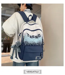 Large capacity gradient letter school backpack for students, stylish and lightweight design.