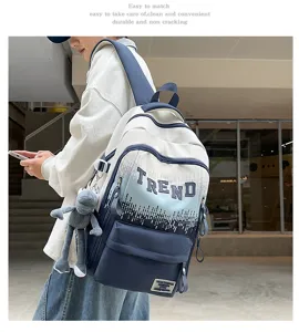 Gradient alphabet large capacity school backpack for students teen casual daily wear.