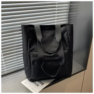 borsa tote in tela nera minimalista grande capacita borsa a tracolla casual