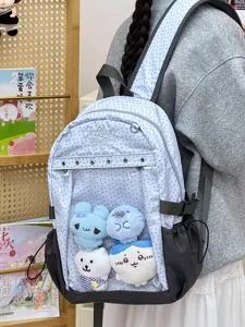 Zaino scolastico per studenti di grande capacità trasparente a pois carino ed elegante