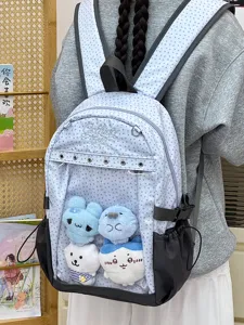 Zaino ita trasparente a pois carino grande capacità borsa da scuola per studenti