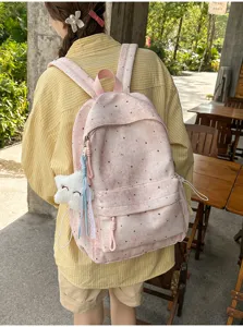 Rosa Rucksack mit Sternen Muster Freizeit Grosse Kapazitaet Schulrucksack Alltag