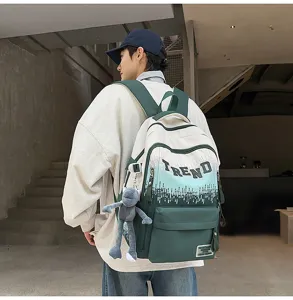 Gradient letter large capacity school backpack for students stylish casual daypack bag