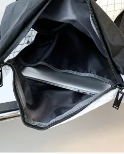 Zaino a quadri unisex di grande capacità dettaglio interno con scomparto per laptop.