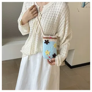 Handmade crochet phone cross body bag cute cartoon knit shoulder bag casual daily use