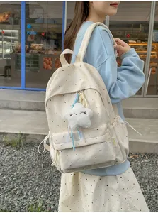 Hübscher Sternen-Canvas-Schulrucksack Detailansicht, großer lässiger Tagesrucksack für Teens.
