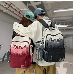 Gradient letter large capacity student backpack stylish casual school bag for teenagers