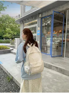 Schicker lässiger Studentenrucksack mit süßem Sternenmuster, große Pendlertasche.