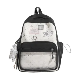 Mochila ita transparente con lunares y estrellas bonita gran capacidad bolso de escuela