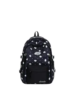 Süßer Cartoon Wolken Druck Große Kapazität Schulrucksack für Schüler Dunkelblau stilvoll