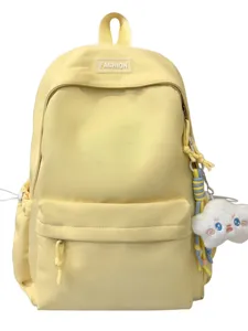 Zaino casual in nylon giallo per studenti, grande borsa scolastica con simpatico ciondolo a nuvola.