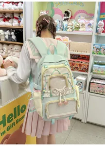Zaino ita trasparente colorblock dolce Harajuku per studenti grande borsa scuola