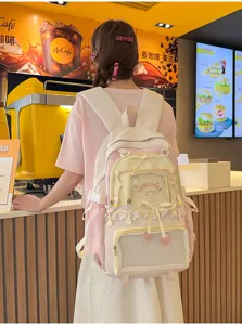 Stile Harajuku giapponese dolce blocco colore trasparente grande capacità zaino studenti