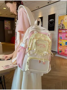 Zaino da scuola Ita trasparente colorblock dolce Harajuku grande capacità moda nuova