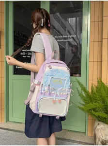 Zaino per studenti di grande capacità in stile Harajuku dolce e colorato per scuola e tempo libero.