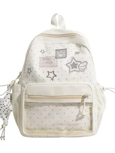 Mochila ita transparente con puntos de estrella linda gran capacidad bolso escolar para niñas