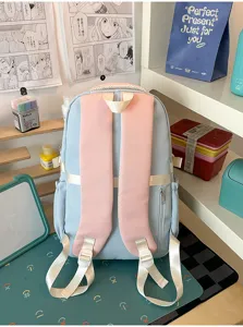 Carino zaino stile giapponese azzurro rosa grande capacità borsa scolastica per studenti