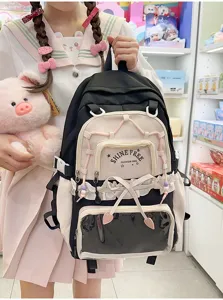 Zaino ita trasparente in stile Harajuku dolce color-block grande capacità per scuola