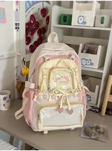 Zaino Ita trasparente color block stile Harajuku dolce grande capacità per studenti