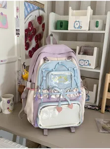 Zaino Ita Trasparente Color-Block Dolce Harajuku Grande Capacità Scuola