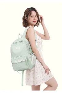 Süßer Spitzen Pünktchen leichter Rucksack mit großer Kapazität für Schüler Damen und Schüler Alltag