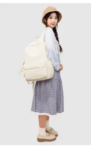 Süßer, leichter Studentin Rucksack mit Spitzen-Polka-Dot-Design für den Schulalltag.