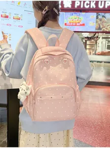 Joli sac à dos à pois pour filles, grand cartable d'étudiant pour les voyages et l'école.