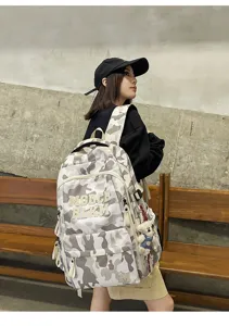 Fashion camouflage large capacity school backpack multi-compartment student bag for women