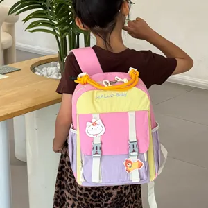 Japanese style colorful kids school backpack, cute toddler double shoulder bag for kindergarten.