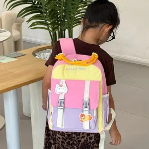 Kids colorful color-block backpack cute school bag for kindergarten preschool children daily use