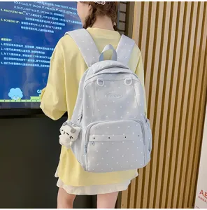 Sac à dos à pois style collège tendance grande capacité cartable étudiant pour voyage travail