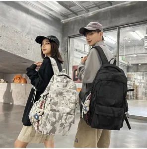 Fashionable camouflage backpack with large capacity for students and daily outdoor commuting.