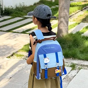 Cute color-blocking preschool children backpack stylish lightweight kindergarten school bag