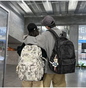 Stylish camo couple backpack with large capacity and multi compartments for daily use.
