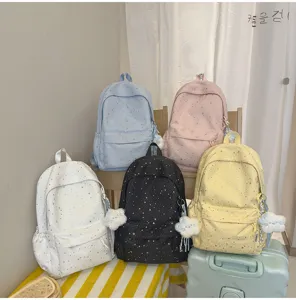 Lässiger Sternenmuster Schulrucksack Detail, große Kapazität bunte Freizeittasche.